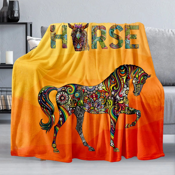 Western Galloping Horse Throw Blanket - jenshomeandgardendecor