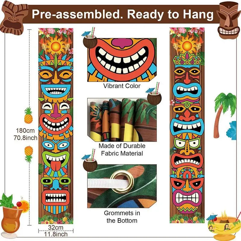 Tiki Banner Happy Luau Party Decoration Banner