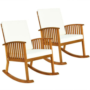 2PC Outdoor Acacia Wood Rocking Chair - jenshomeandgardendecor