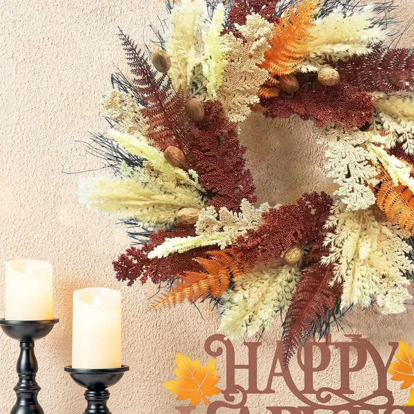 50CM Thanksgiving Harvest Festival Wheat Ear Wreath For Front Door