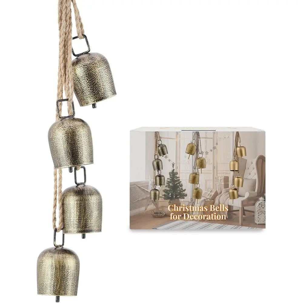 Metal Hanging Bells with Jute Rope for Christmas