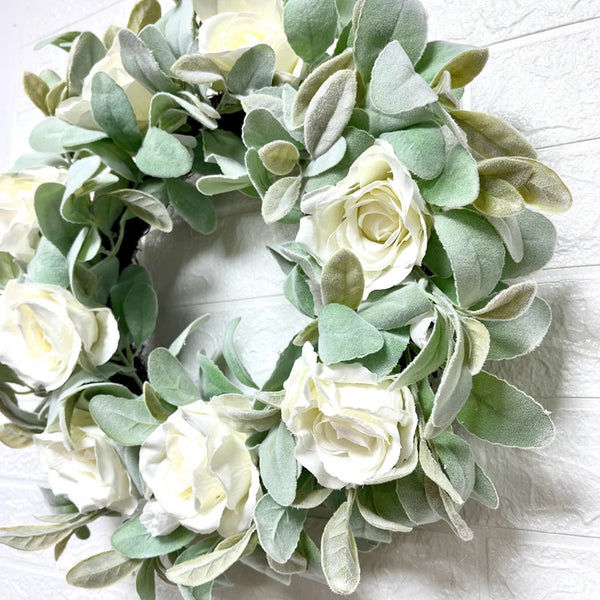 17 Inch Lambs Ear Wreath - jenshomeandgardendecor