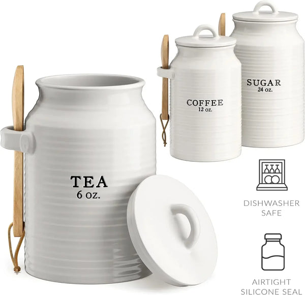 Barnyard Designs Canister Sets for Kitchen Counter, Ceramic Set