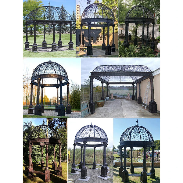 Modern Outdoor Garden Round Black Metal Gazebo