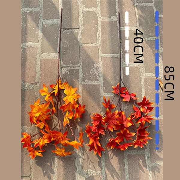 1PCS Red Orange Simulation Maple Leaf Stems