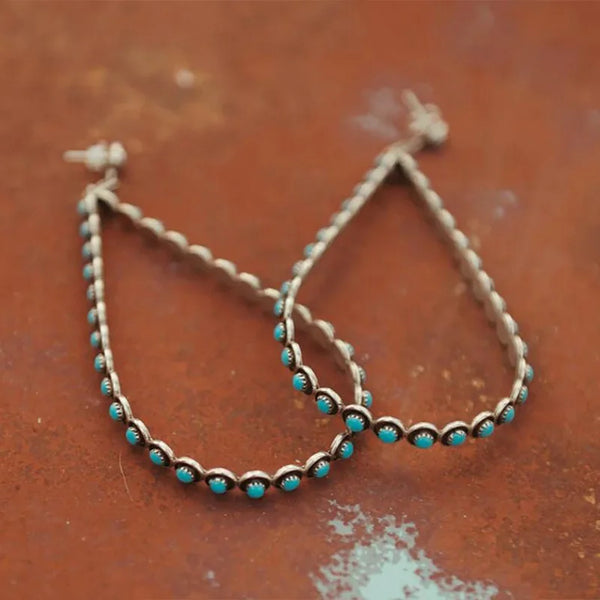 NAVAJO TURQUOISE LONG LOOP EARRINGS - jenshomeandgardendecor