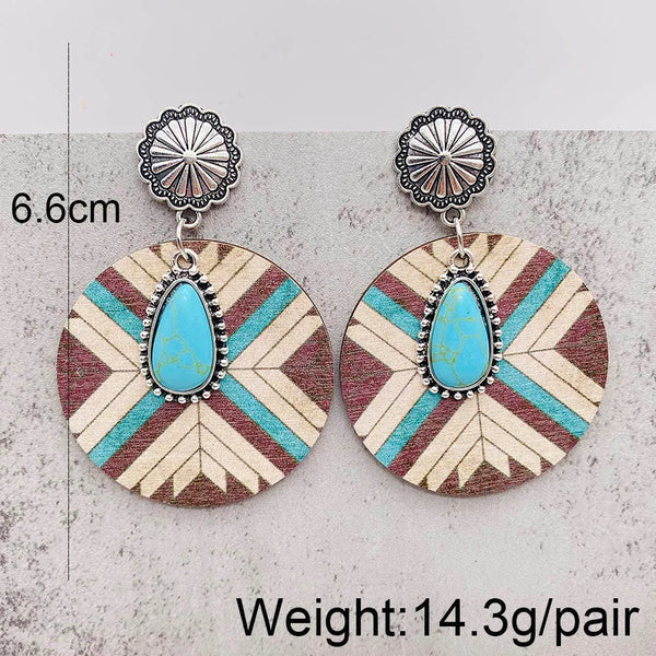 Western Retro Aztecs Pattern Wood Earrings - jenshomeandgardendecor