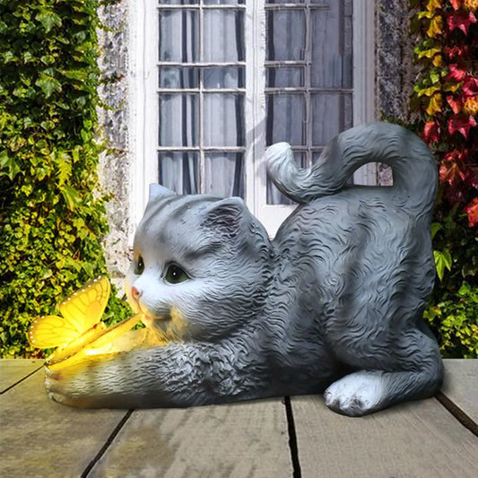 Garden LED Solar Lights Cute Cat Animal Statue - jenshomeandgardendecor