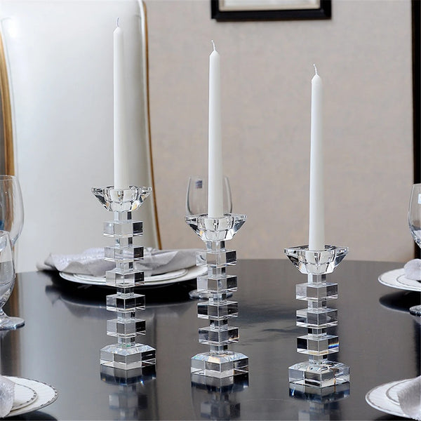 Crystal Glass Tealight Candlesticks