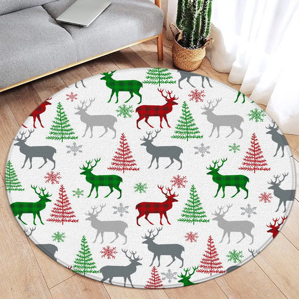 Christmas Living Room Round Rugs