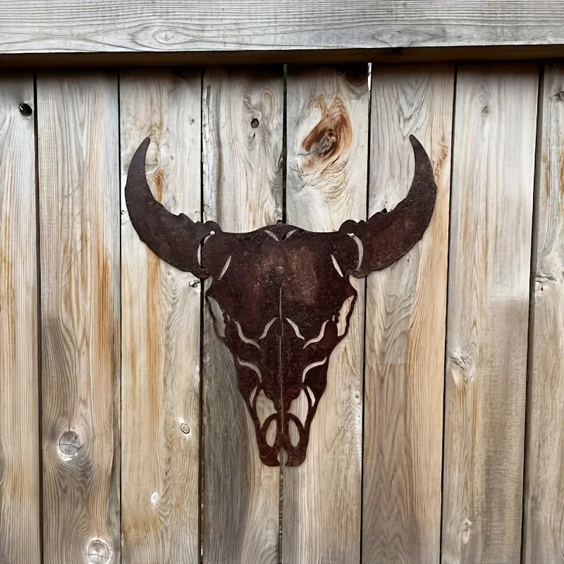 Rustic Bull Skull Metal Wall Decor