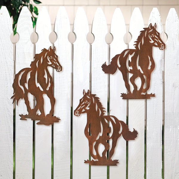 Metal Horse Wall Art Décor Set/3pcs,