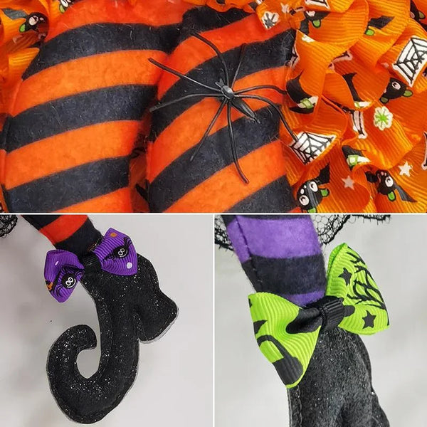 Halloween Witch Hat Leg Door Wreath