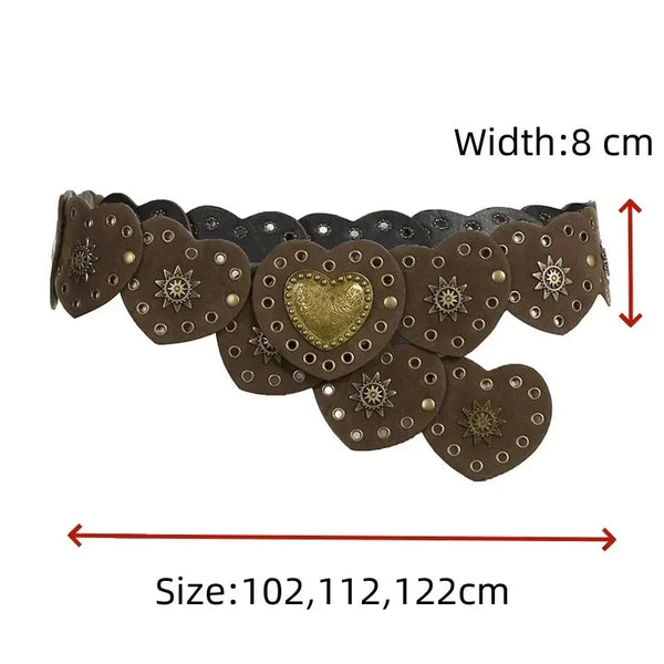 Brown Pinned Belt with White Love Hearts - jenshomeandgardendecor