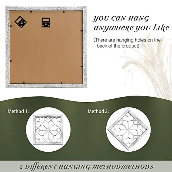 4-Pack Square White Decorative Mirrors Farmhouse Wall Decor 12x12 Inch