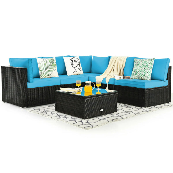 6PCS Patio Rattan Furniture Set - jenshomeandgardendecor