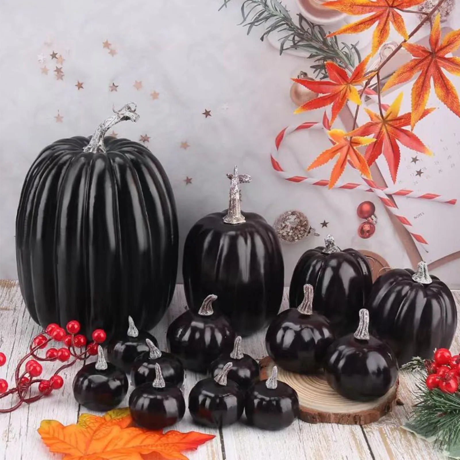 Artificial Black Pumpkins