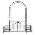 7.2ft Arc Top Wrought Iron Garden Arbor with Double Gate & Side Planting Boxes