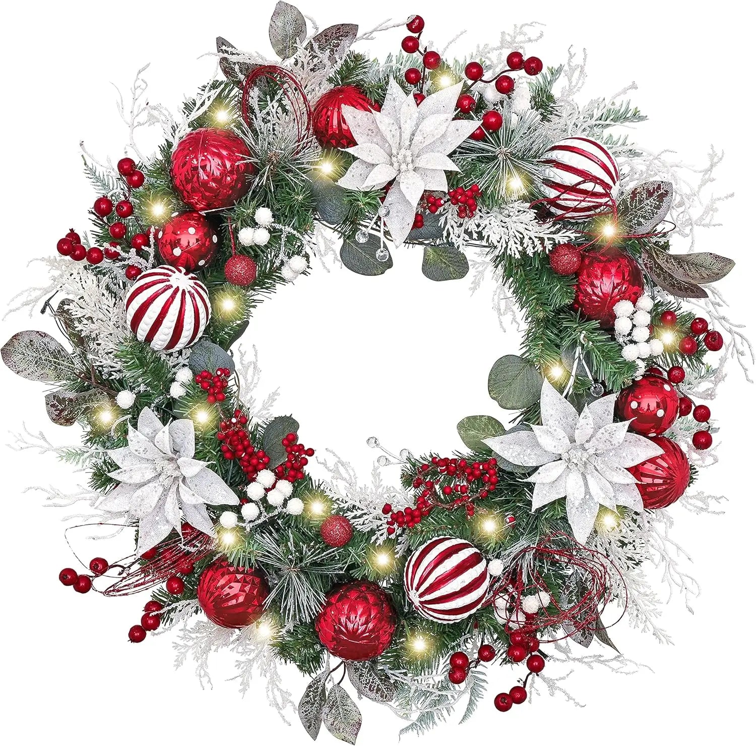 Christmas Wreath for Front Door with Lights