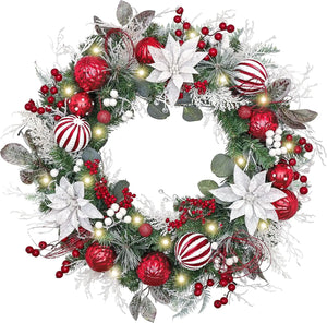 Christmas Wreath for Front Door with Lights