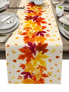 Thanksgiving Autumn Maple Leaves Table Runner - jenshomeandgardendecor