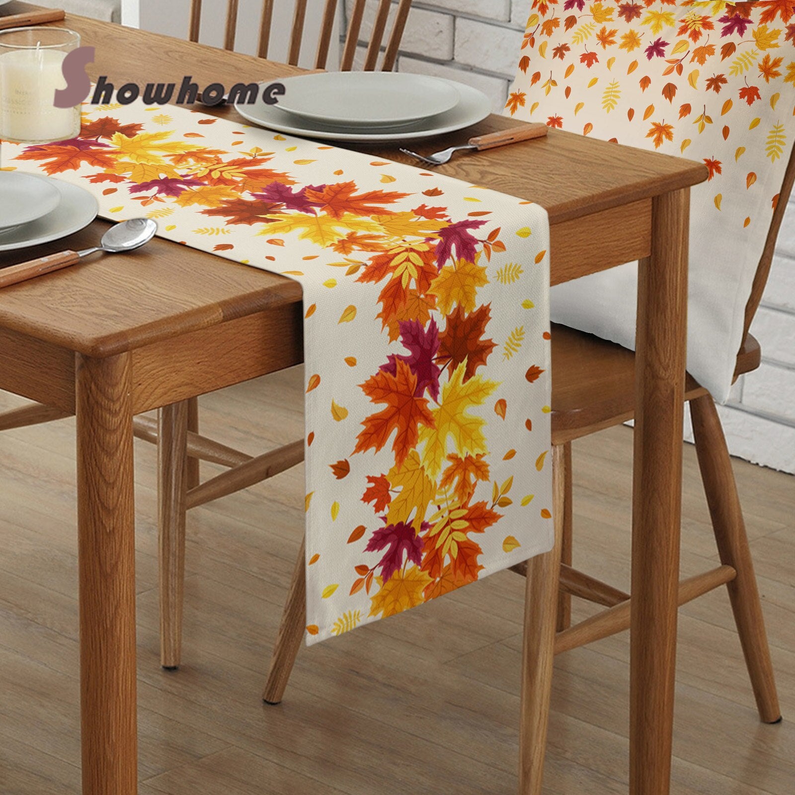 Thanksgiving Autumn Maple Leaves Table Runner - jenshomeandgardendecor