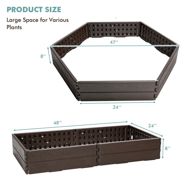 Raised Garden Bed Set for Vegetable Flower Gardening Planter Brown - jenshomeandgardendecor