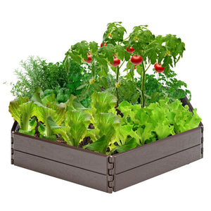 Raised Garden Bed Set for Vegetable Flower Gardening Planter Brown - jenshomeandgardendecor