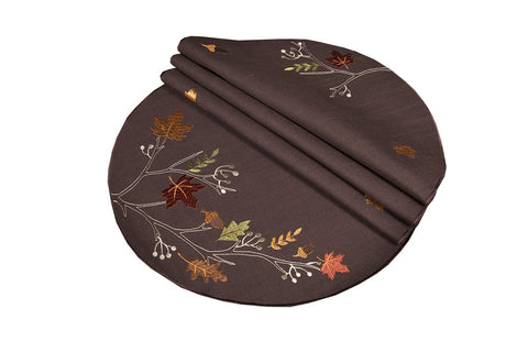 Autumn Branches Placemats, 16"Rnd, Set of 4 - jenshomeandgardendecor