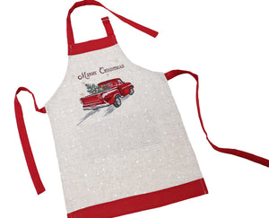 Merry Christmas Truck Embroidered Apron Adults Size - jenshomeandgardendecor