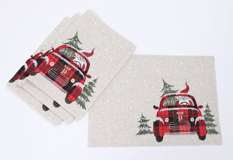 Santa Claus Riding On Car Christmas Placemats 14 by 20-Inch, - jenshomeandgardendecor