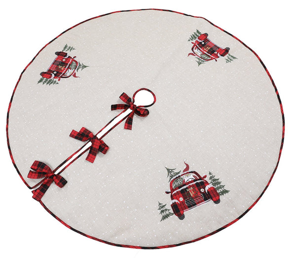 Santa Claus Riding On Car Christmas Tree Skirt 56 Inch Round, - jenshomeandgardendecor