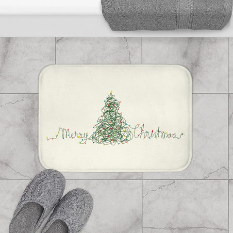 Holiday Christmas Tree Lights Bath Mat Home Accents - jenshomeandgardendecor