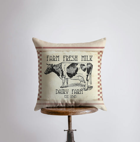 Farm Fresh Milk Dairy Cow Pillow Cover | Farmhouse Pillow | Farmhouse - jenshomeandgardendecor