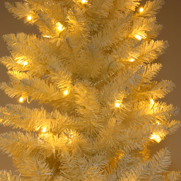 6.5ft Flocking Tied Light Christmas Tree - jenshomeandgardendecor