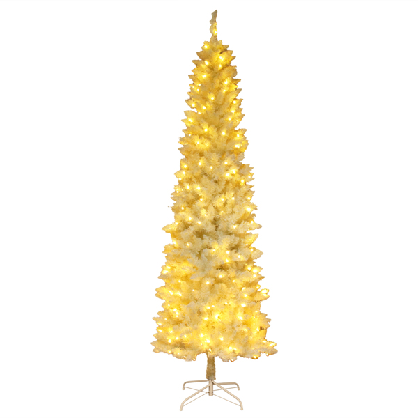 6.5ft Flocking Tied Light Christmas Tree - jenshomeandgardendecor