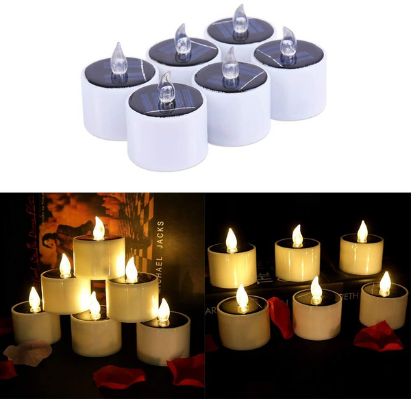 6PCS Waterproof Smokeless Solar Candles Lights Flame Light - jenshomeandgardendecor