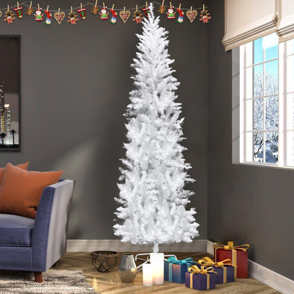 6.5ft Flocking Tied Light Christmas Tree - jenshomeandgardendecor