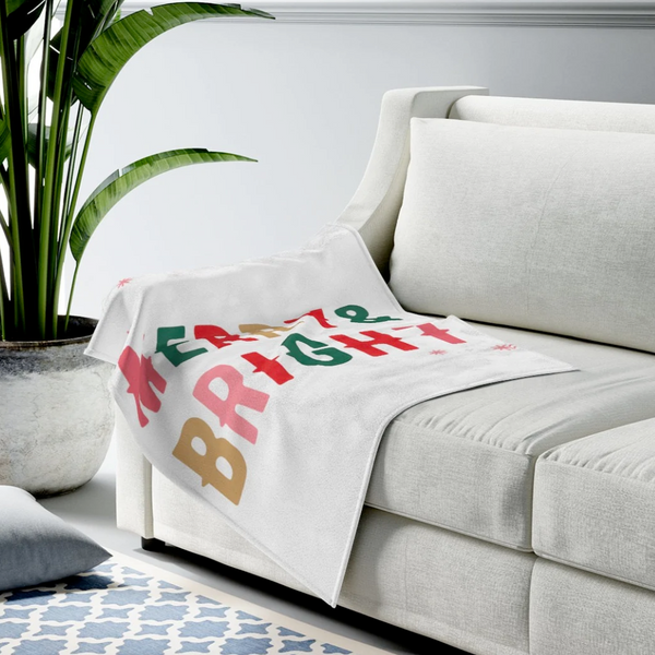 Christmas Holiday Merry & Bright Plush Blanket Throw - jenshomeandgardendecor