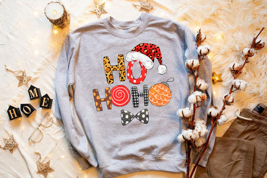 HO HO HO Santa Cap Christmas Sweatshirt - jenshomeandgardendecor