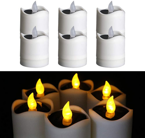 6PCS Waterproof Smokeless Solar Candles Lights Flame Light - jenshomeandgardendecor