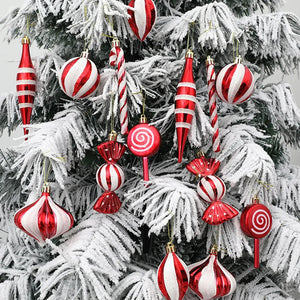 14pcs/box Christmas Ball Ornaments Red Candy Cane Xmas Tree Hanging - jenshomeandgardendecor