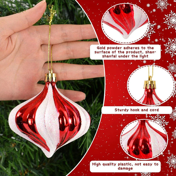 14pcs/box Christmas Ball Ornaments Red Candy Cane Xmas Tree Hanging - jenshomeandgardendecor