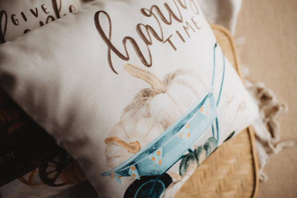 Harvest Time Pillow Cover |  Pumpkin Wagon Pillow | Farmhouse Pillows - jenshomeandgardendecor