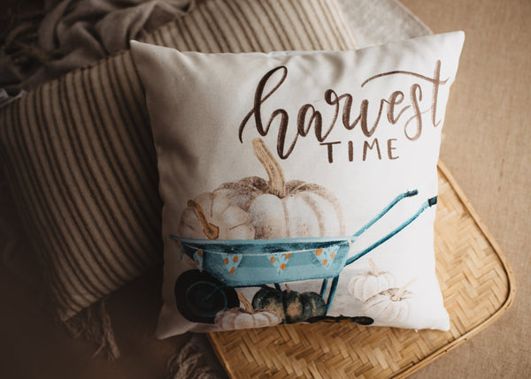 Harvest Time Pillow Cover |  Pumpkin Wagon Pillow | Farmhouse Pillows - jenshomeandgardendecor