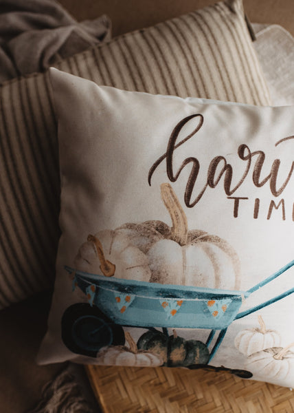 Harvest Time Pillow Cover |  Pumpkin Wagon Pillow | Farmhouse Pillows - jenshomeandgardendecor