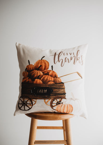 Harvest Time Pillow Cover |  Pumpkin Wagon Pillow | Farmhouse Pillows - jenshomeandgardendecor