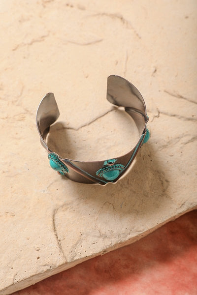 Turquoise Stone Studded Cuff - jenshomeandgardendecor