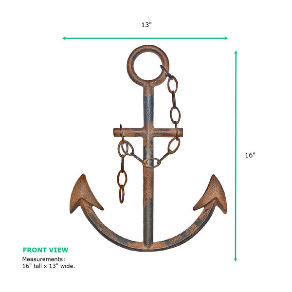 Rustic Navy Anchor Wall Decor, 16" - jenshomeandgardendecor