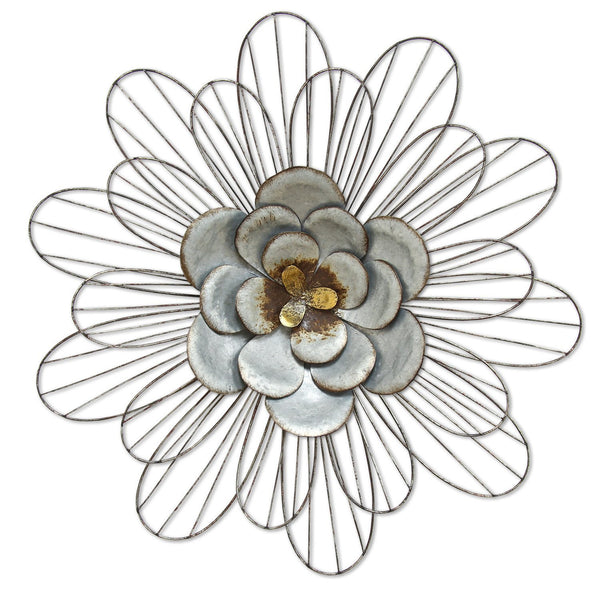 Well-Crafted Galvanized Daisy Metal Wall Decor - jenshomeandgardendecor